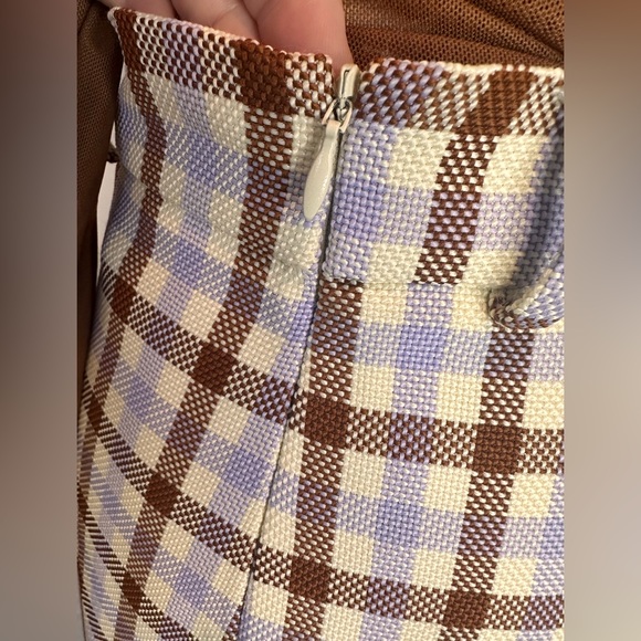 ZARA PLAID LILAC/ECRU/BROWN PENCIL SKIRT SIZE S - Picture 8 of 9